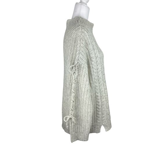 GUESS Gray Lace-Up Cable Knit Sweater - Picture 4 of 7